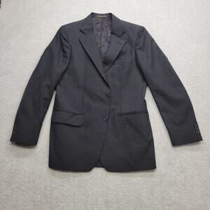 Adams Row Wool Blend Black Pinstripe Blazer Sport Coat Jacket Mens 40R USA